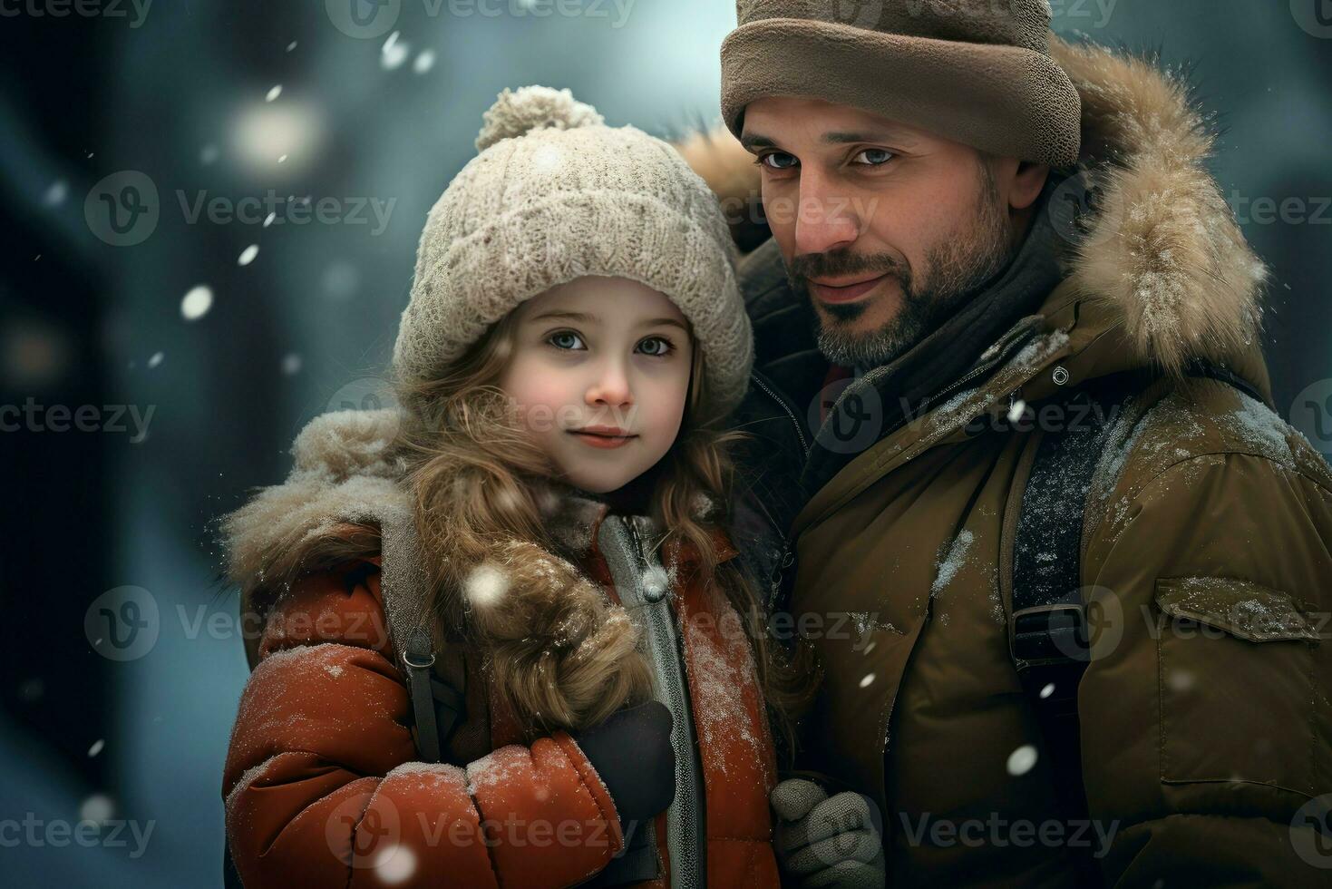 AI generated Youthful Glacier winter child father clothes. Generate Ai photo