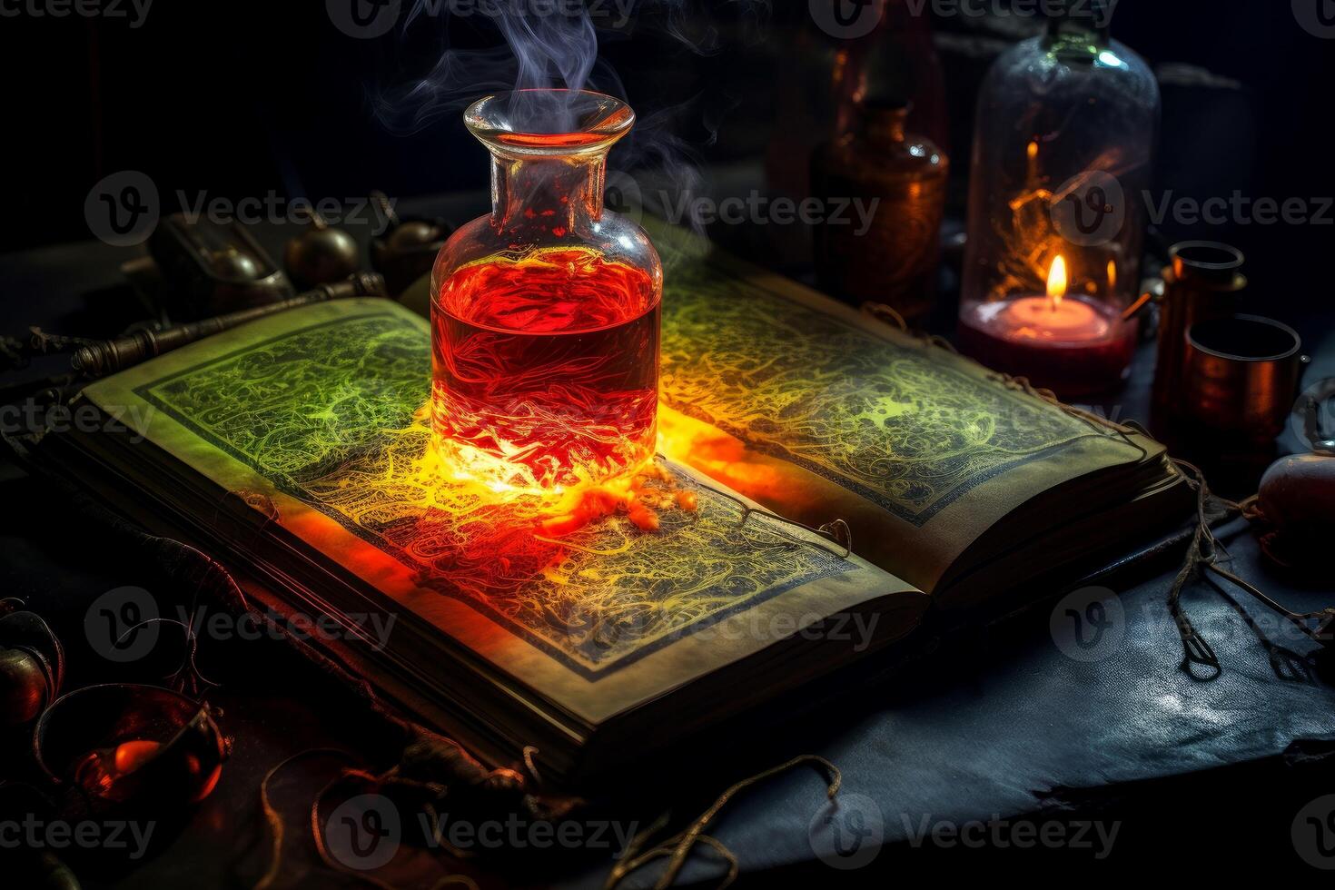 AI generated Bewitching Magic book poison. Generate Ai photo