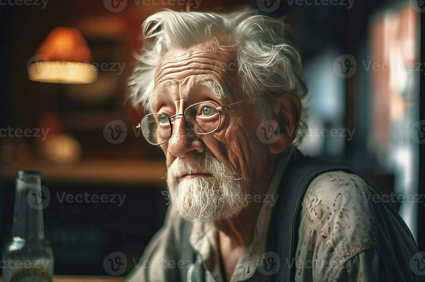 Vibrant elderly man with sarcastic face. Generate ai photo