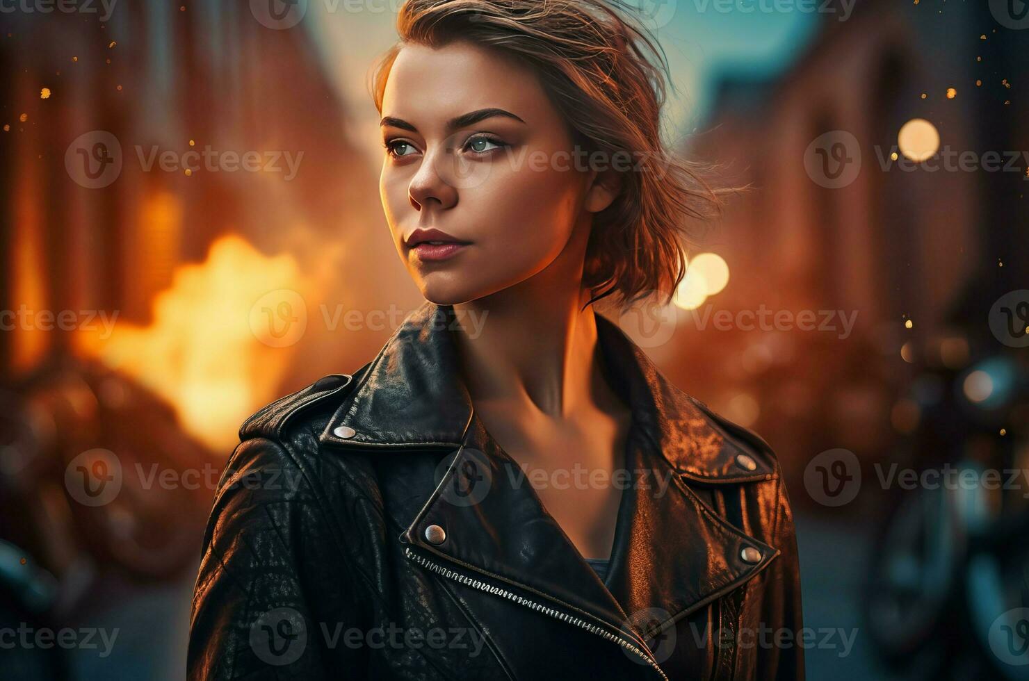 AI generated Brutal female fire. Generate AI photo