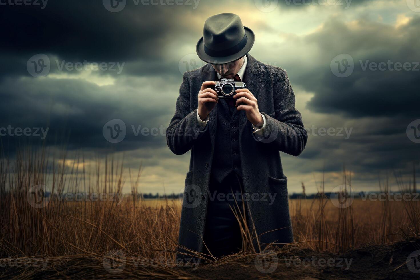 AI generated Touristy man take photo. Generate Ai photo