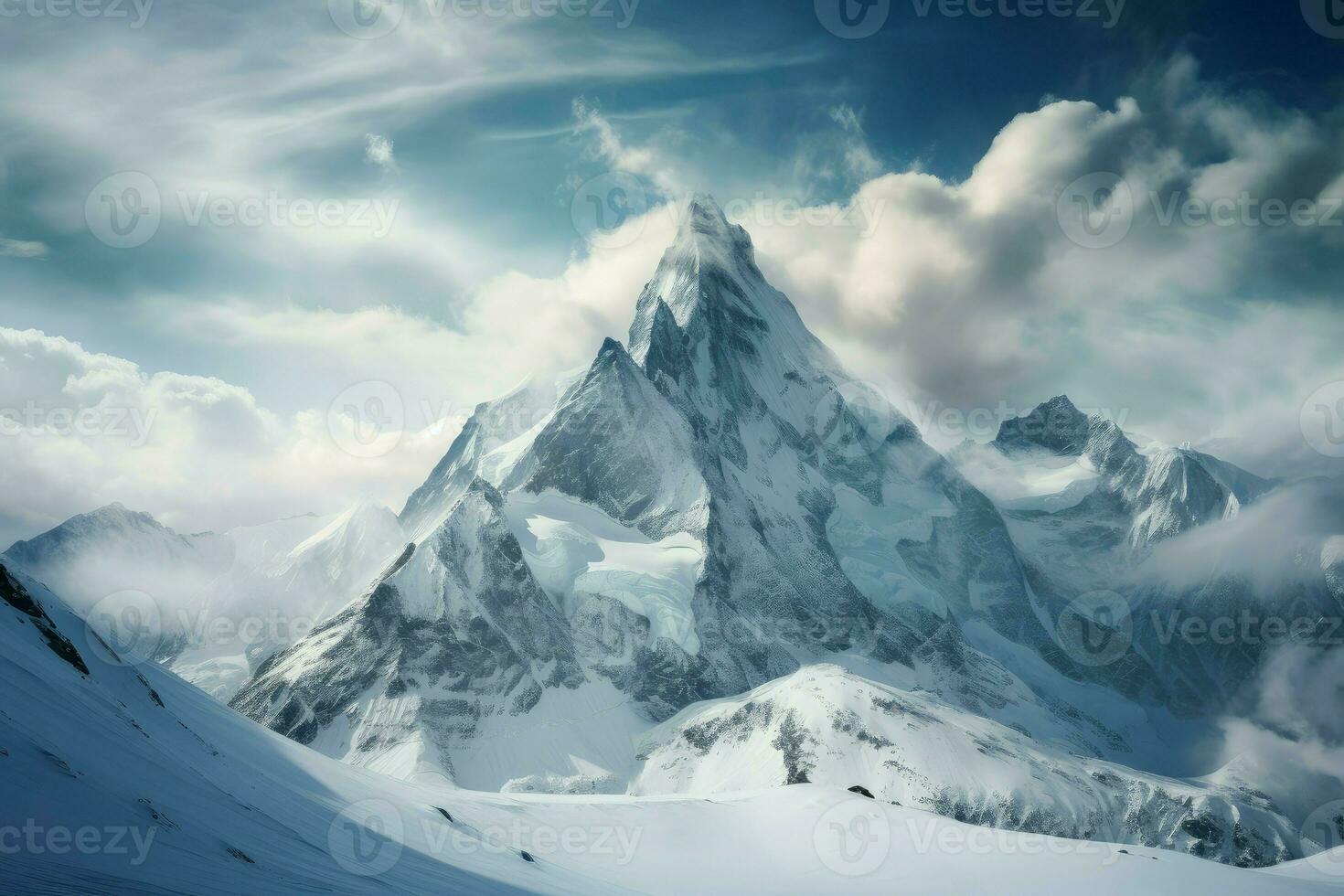 AI generated Majestic High mountain snow. Generate Ai photo