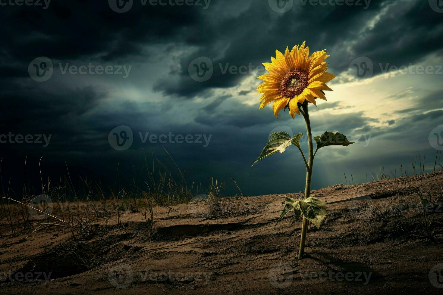 AI generated Radiant Lonely sunflower. Generate Ai photo