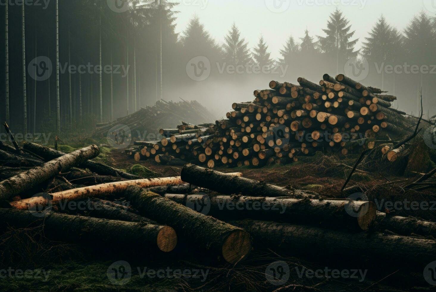 AI generated Heavy-duty Long forest cutter trees. Generate Ai photo