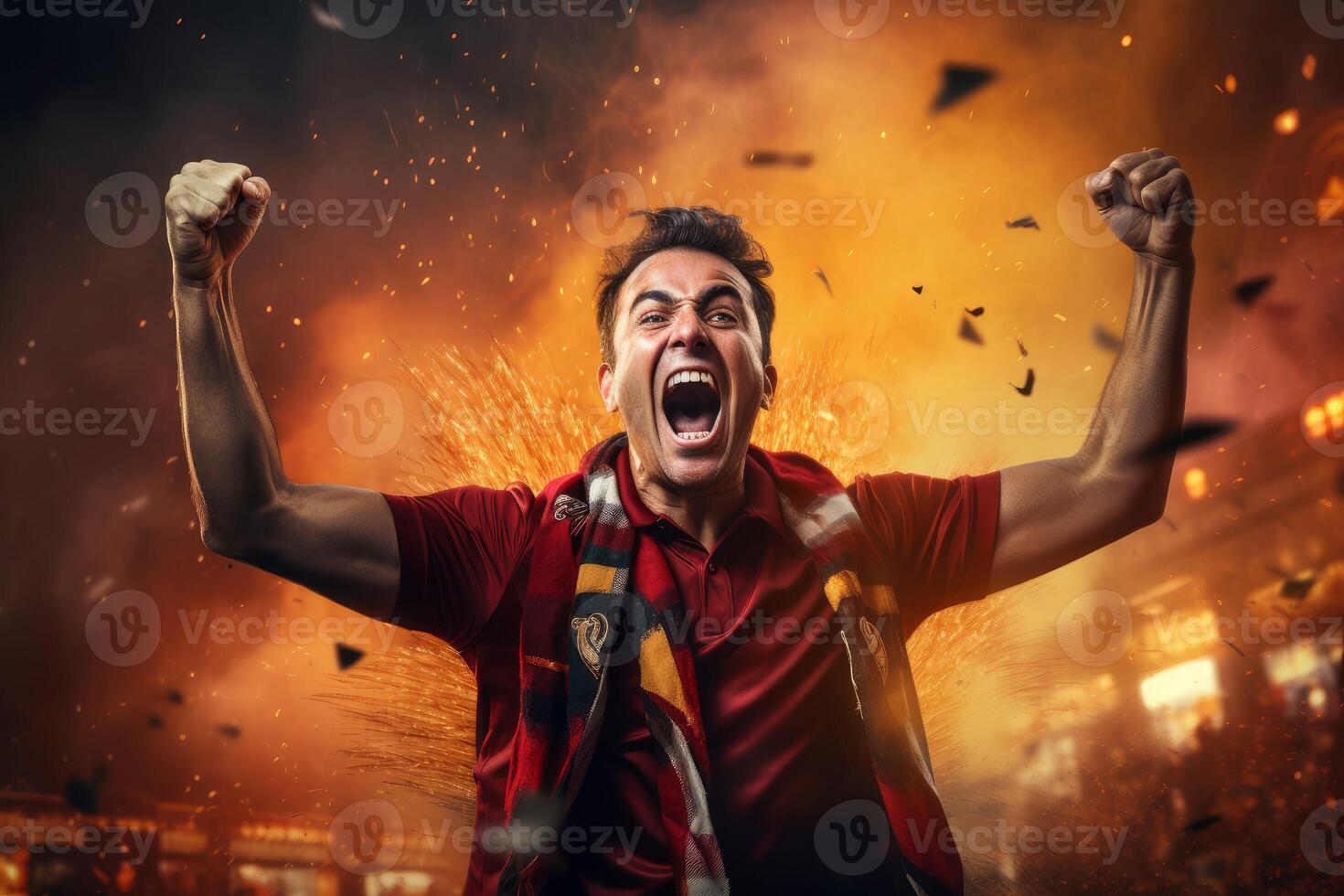 AI generated Enthusiastic Sport fan celebration. Generate Ai photo