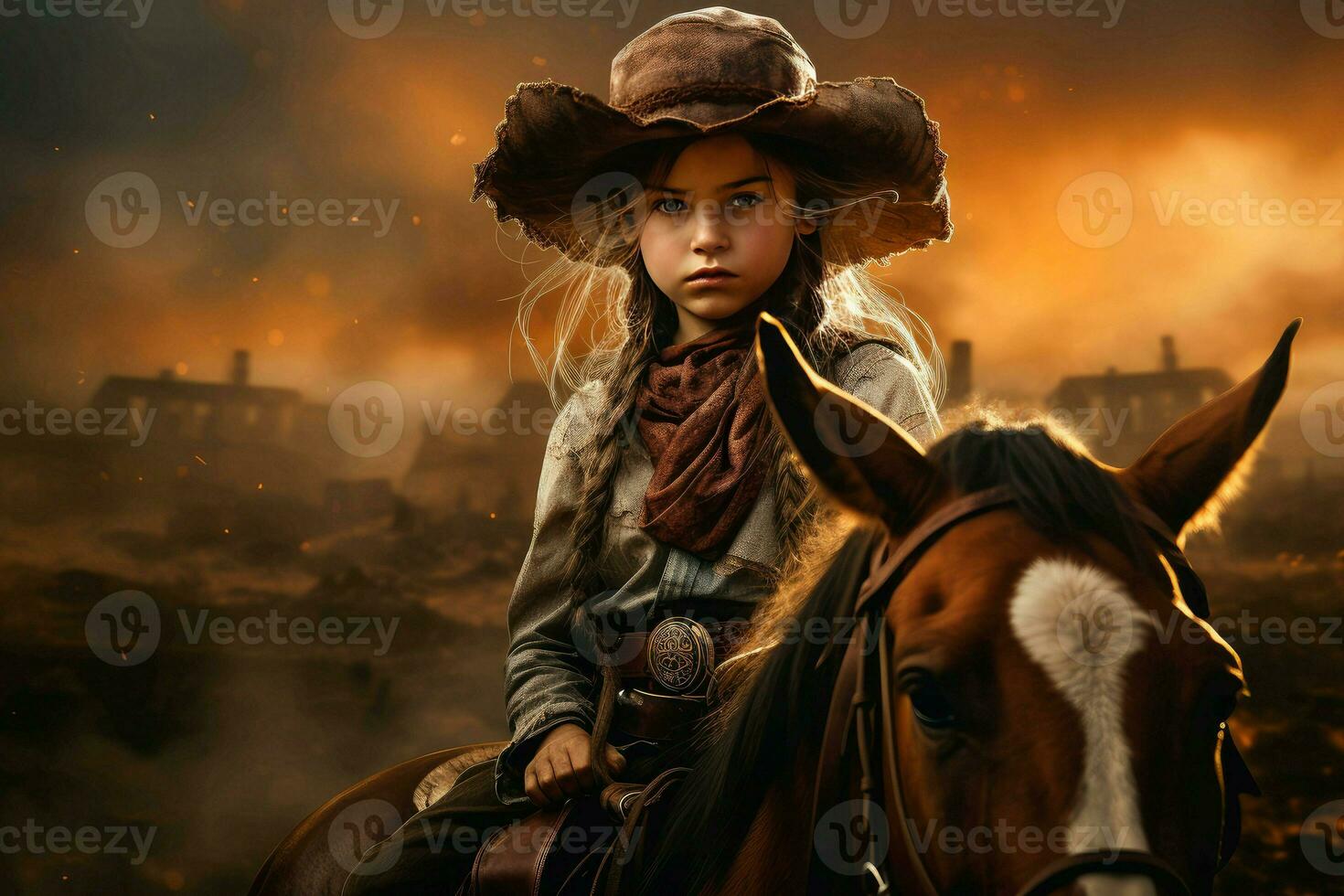 AI generated Creative Cowboy banner portrait. Generate ai photo