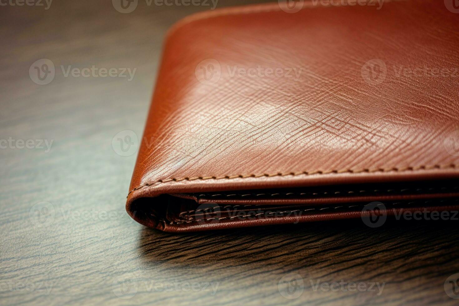 AI generated Male hands holding brown leather wallet. Generate ai photo