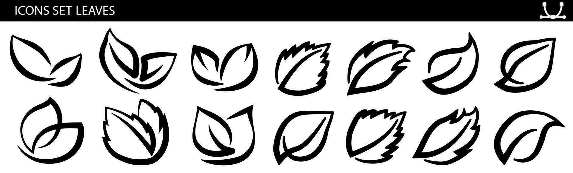 un conjunto de hojas en un blanco fondo, para logotipos, diseños, para el simbolismo de el verde planeta vector