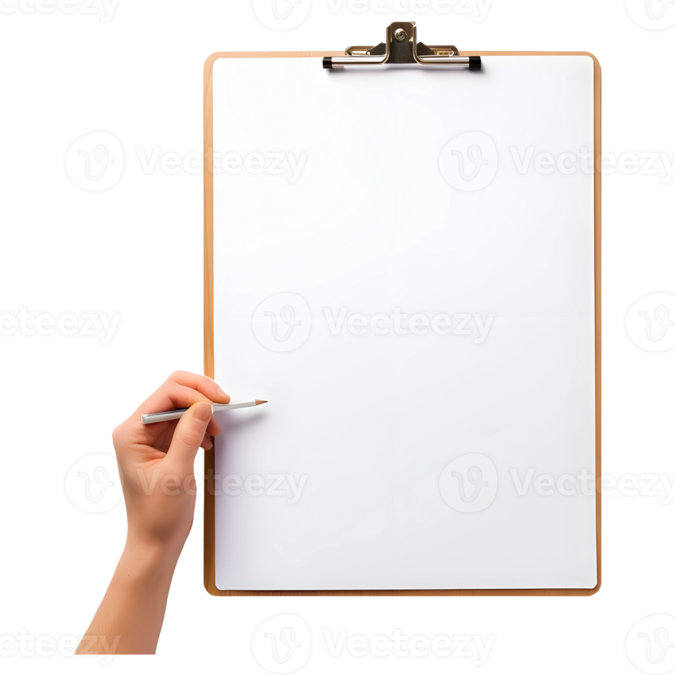 AI generated White Paper Board With Writing Hand on Transparent background - Ai Generated png