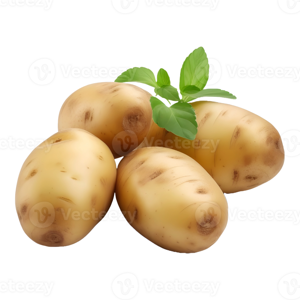 AI generated Potato with Leaves on Transparent background - Ai Generated png