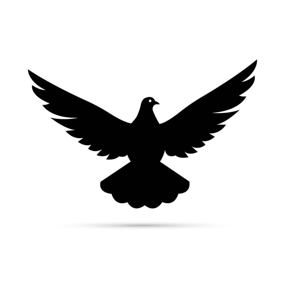 Flying dove bird silhouette. Peace symbol. Vector illustration