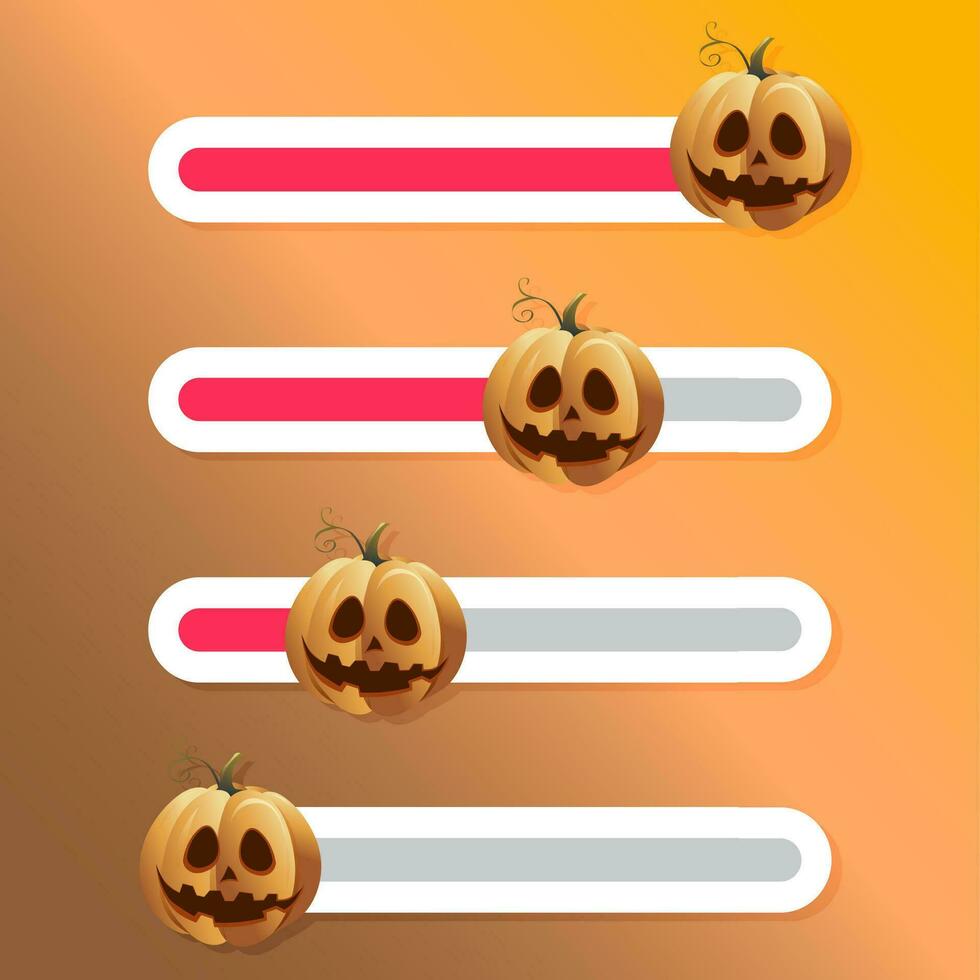 Halloween pumpkin, slider button for social story. Vector interface poll and comment to photo in network illustration