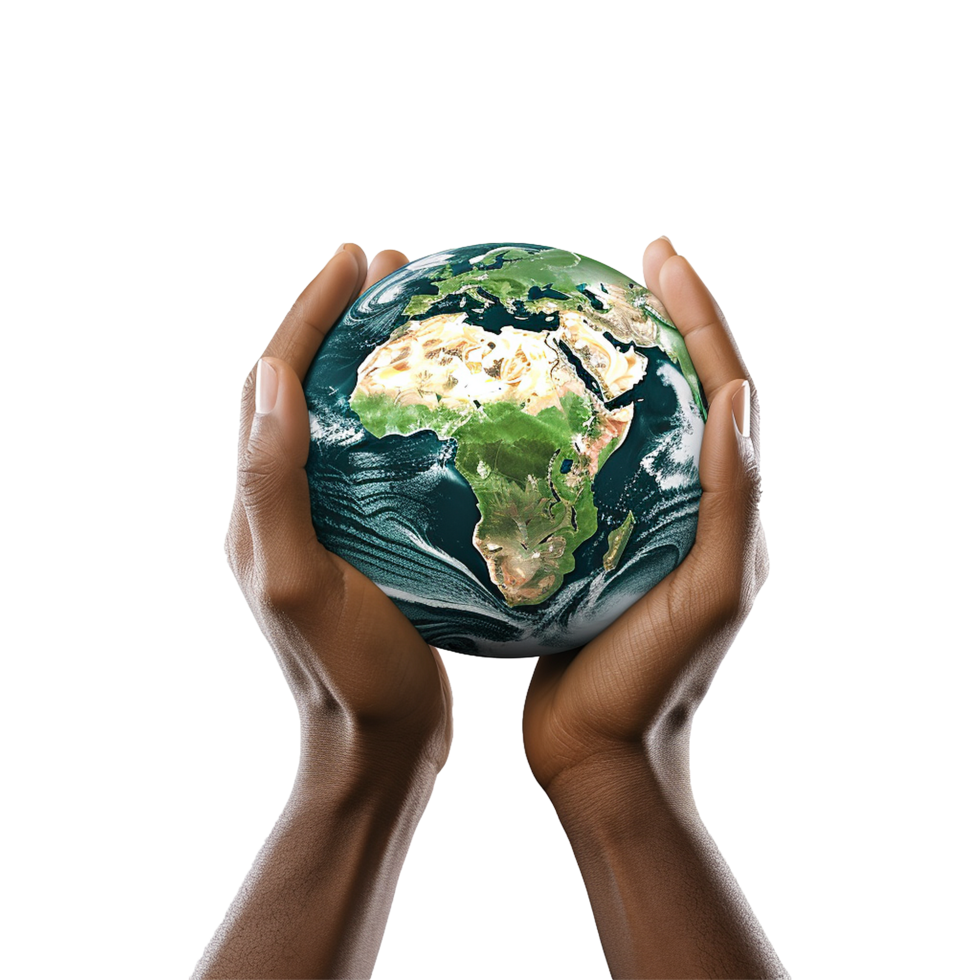AI generated Hands holding earth isolated on transparent background png