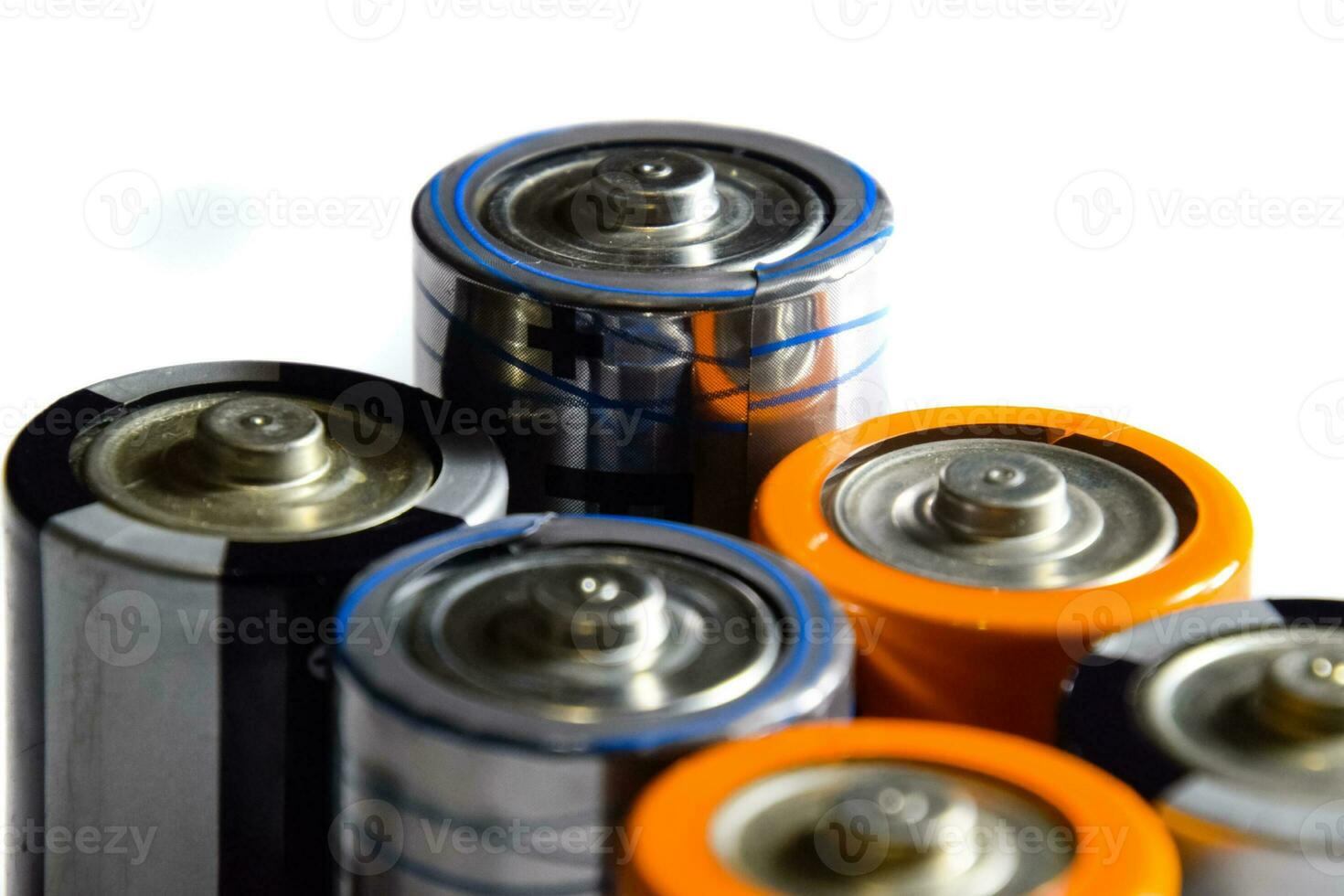 Salt and alkaline batteries, source of energy for portable technology. AAA and AA batteries photo