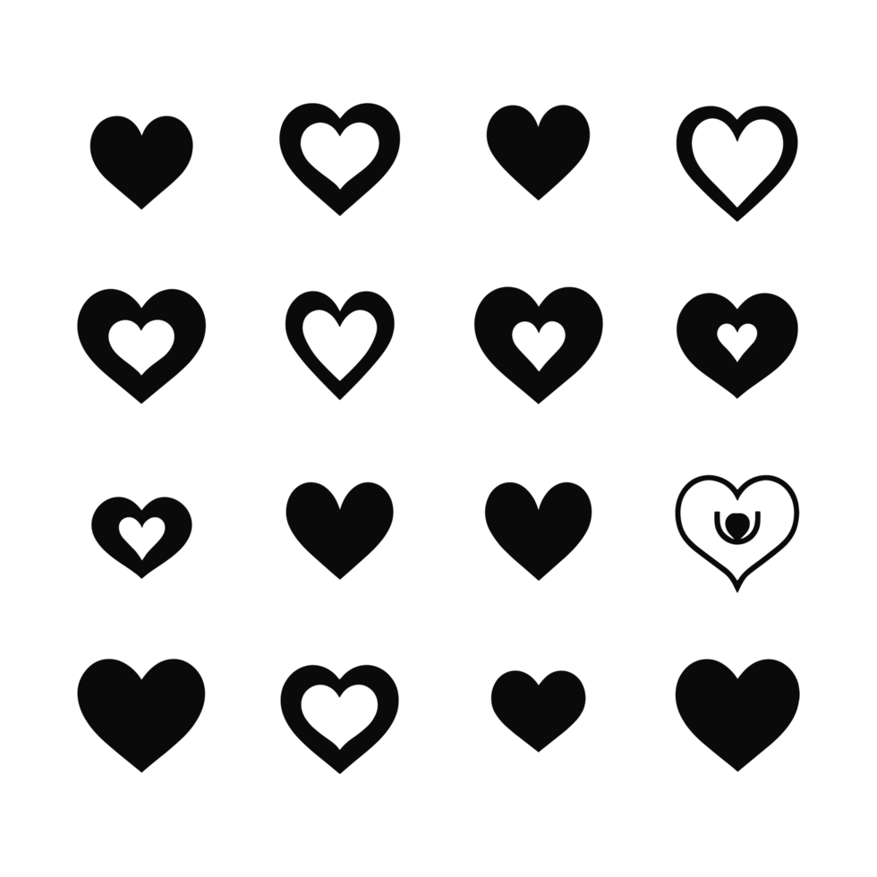 Heart icon set silhouette Valentine's Day PNG file