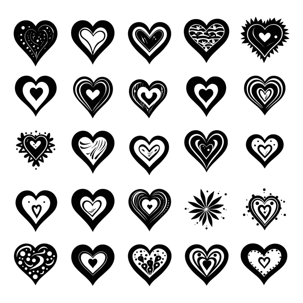 Heart icon set silhouette Valentine's Day PNG file