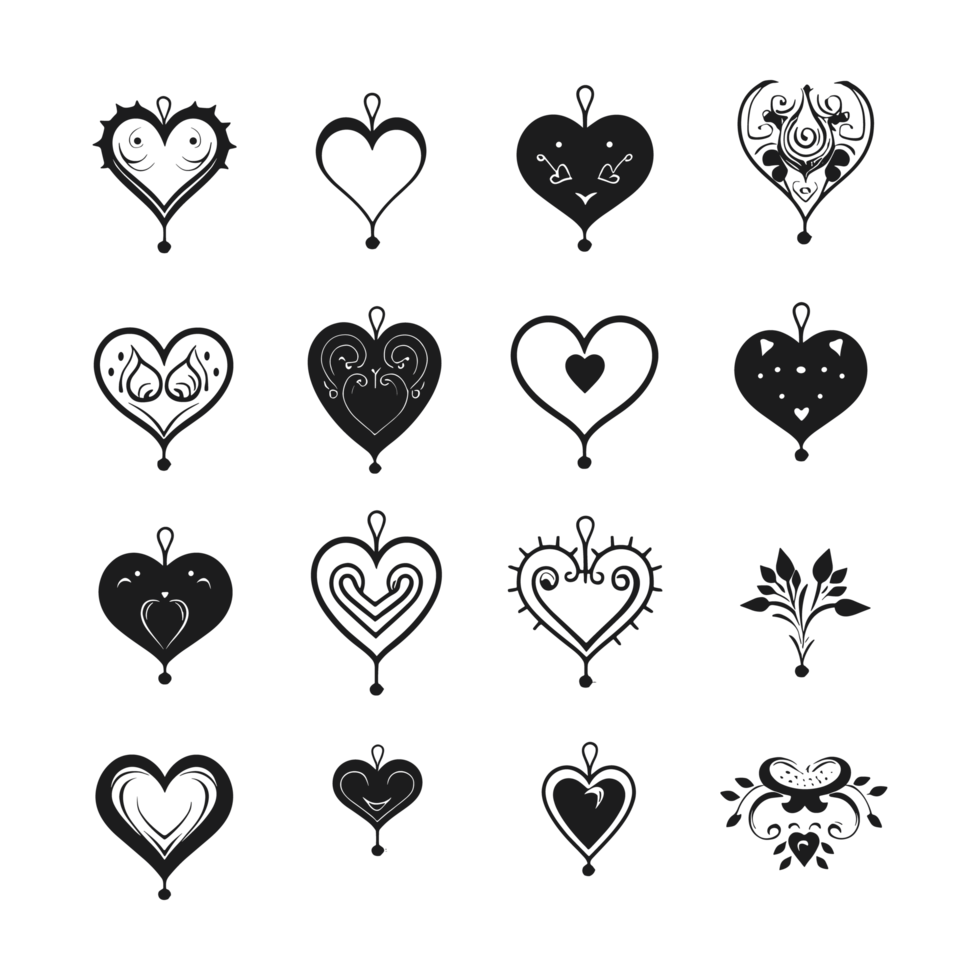 corazón icono conjunto silueta San Valentín día png archivo