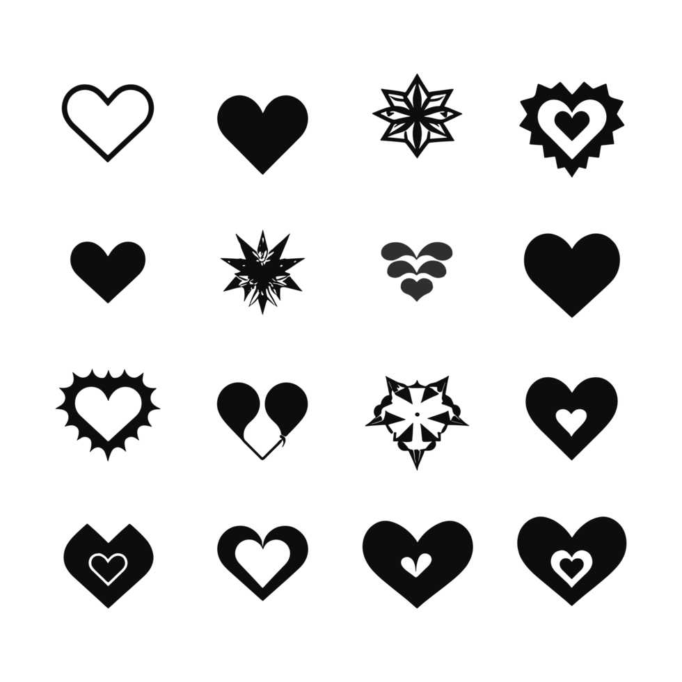 Heart icon set silhouette Valentine's Day PNG file