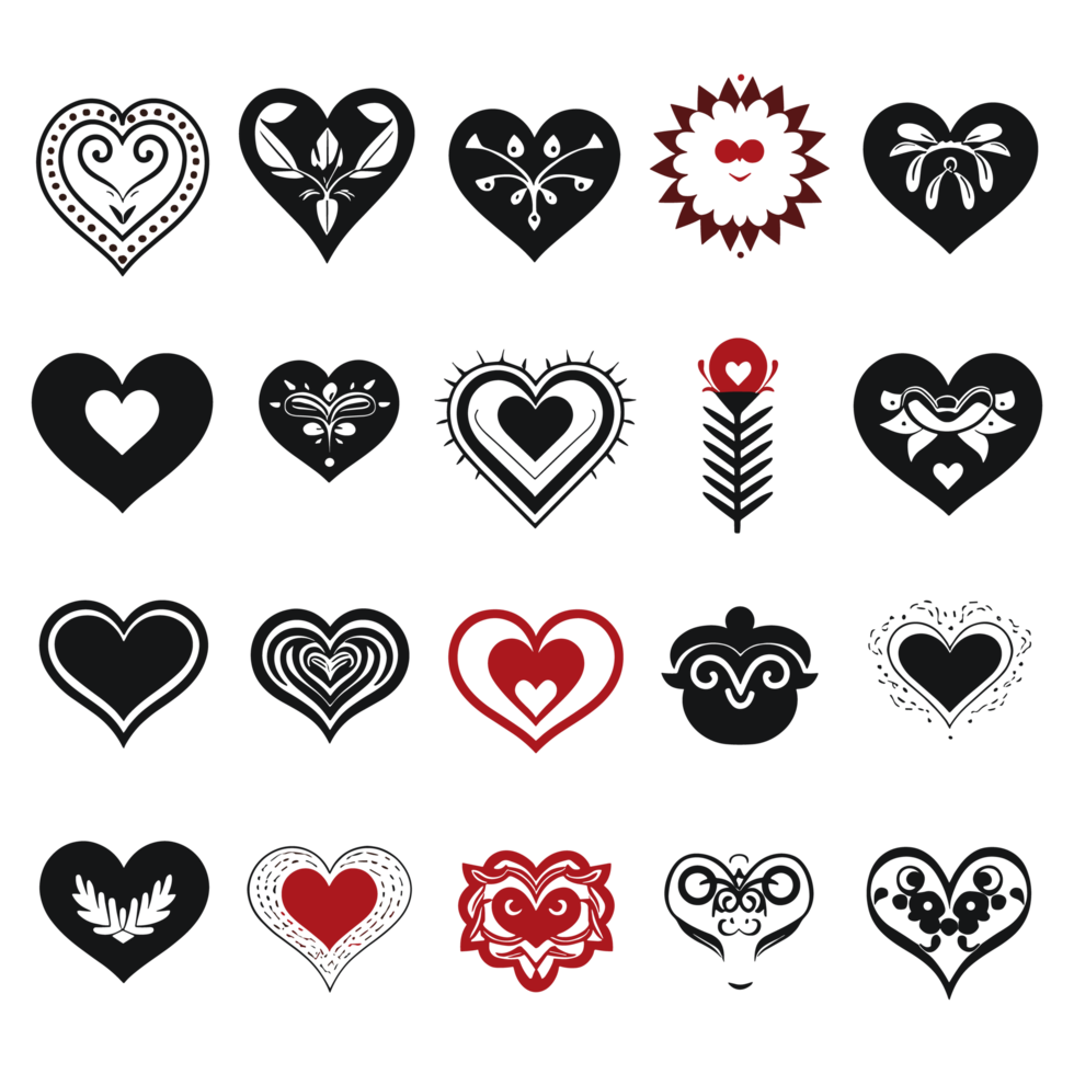 cuore icona impostato silhouette San Valentino giorno png file