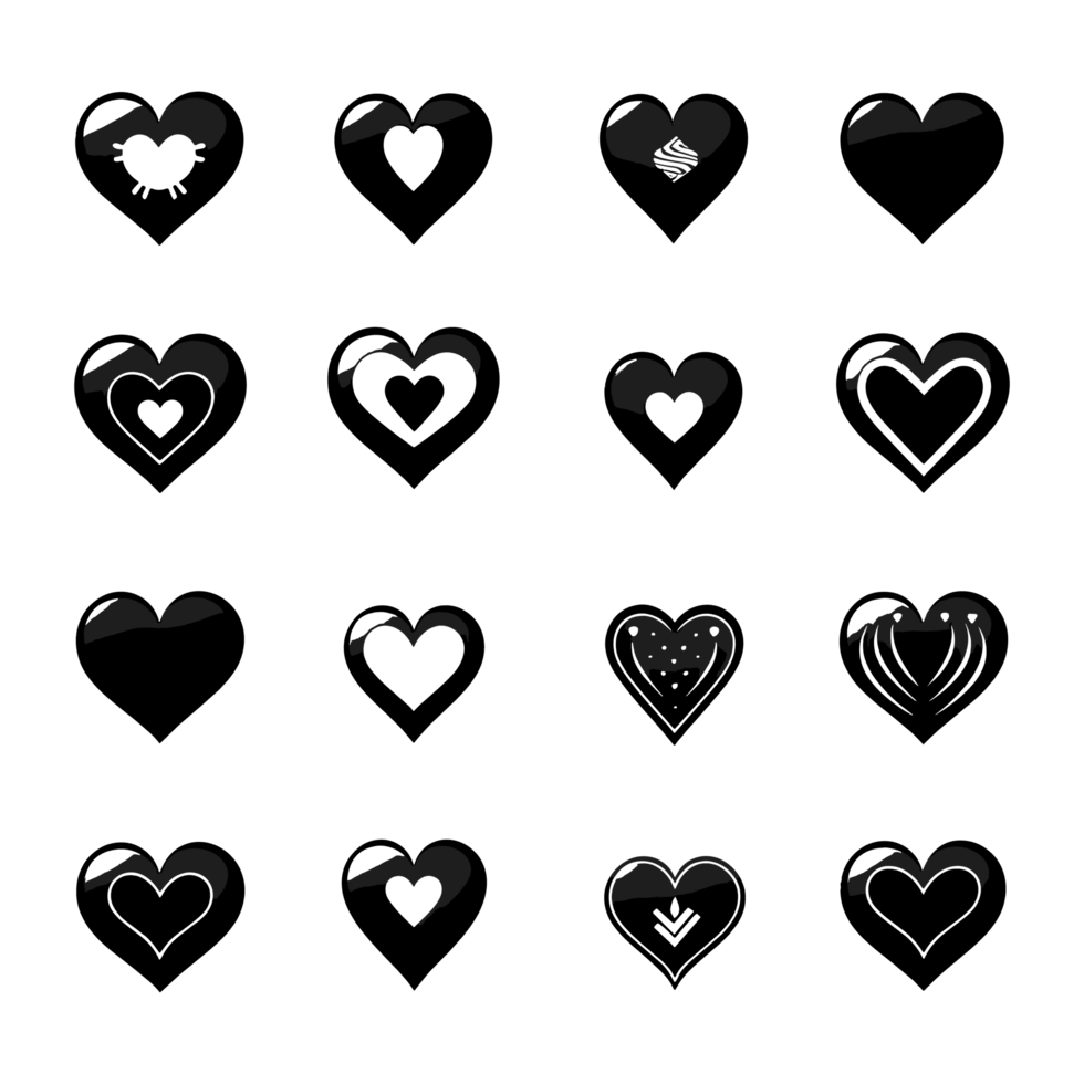 Heart icon set silhouette Valentine's Day PNG file