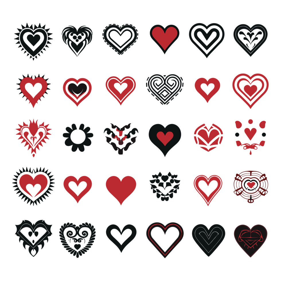 Heart icon set silhouette Valentine's Day PNG file