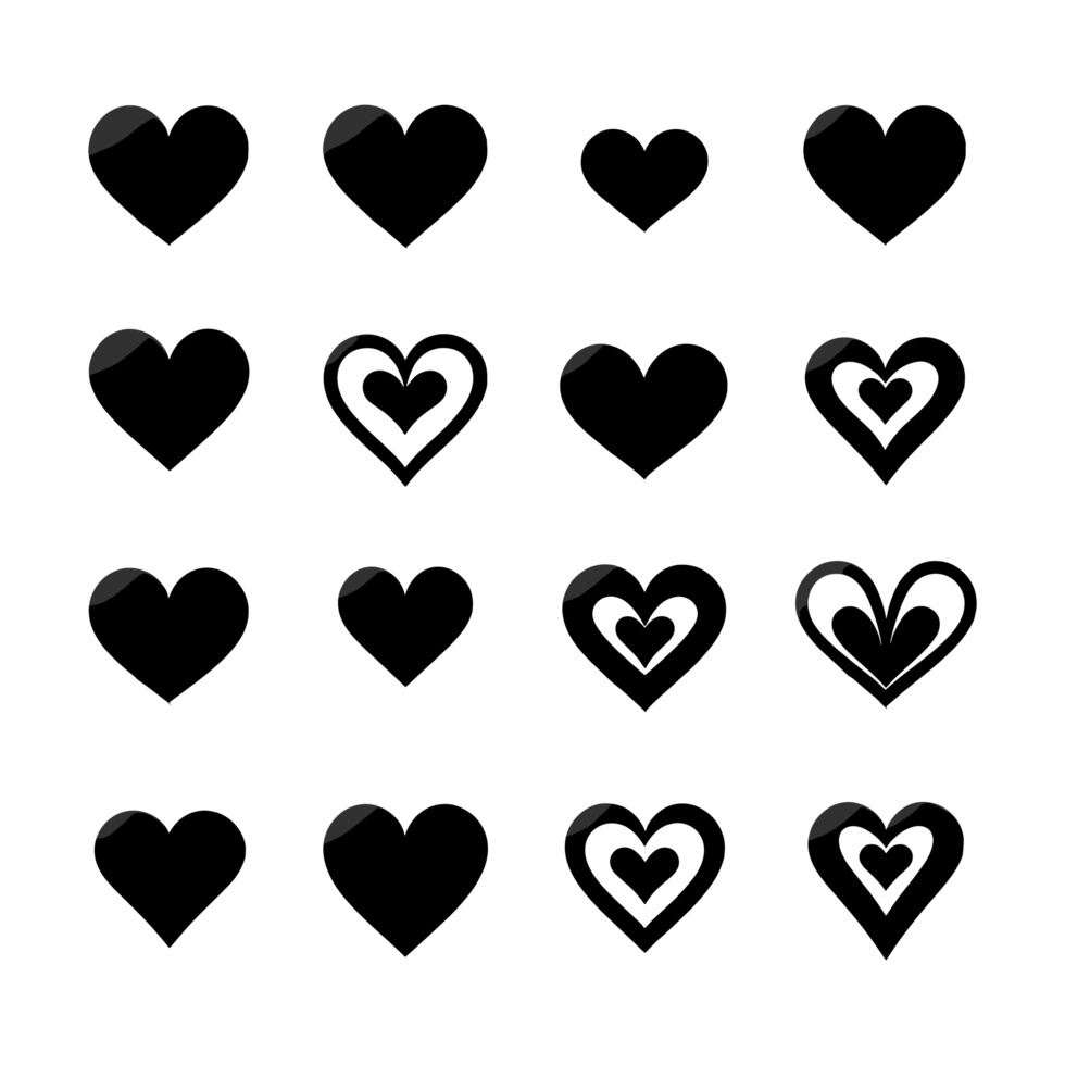 Heart icon set silhouette Valentine's Day PNG file