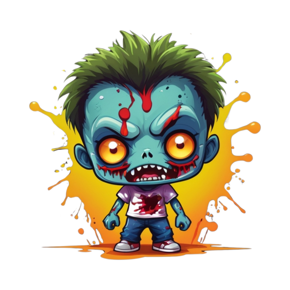 AI generated graphic chibi zombie character for prin t-shirt png