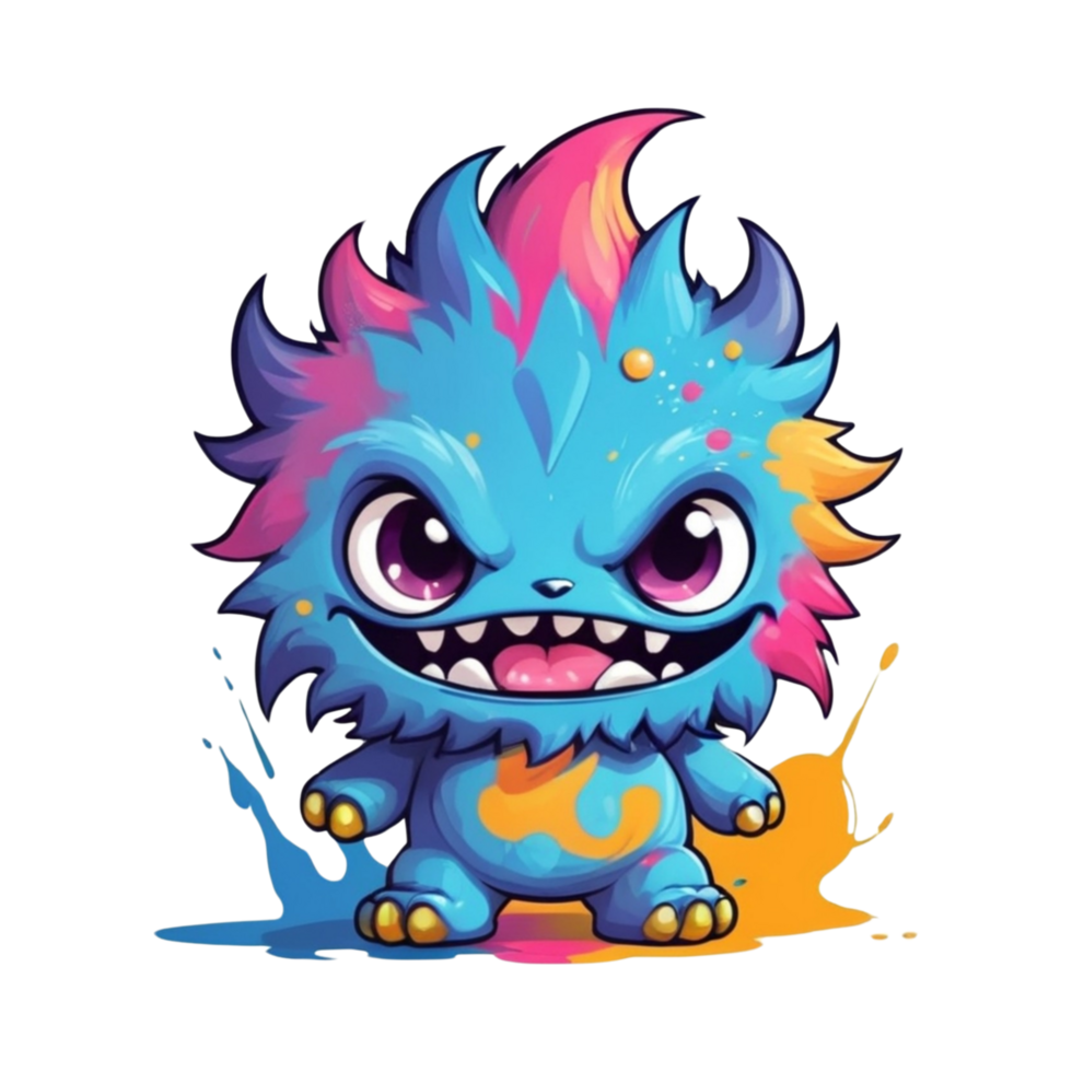 AI generated cute colorful furry monsters for printed t-shirts 36008511 PNG