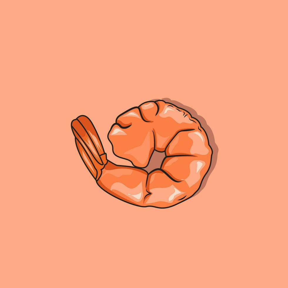 Vector illustration of shrimp fries seafood delicious
