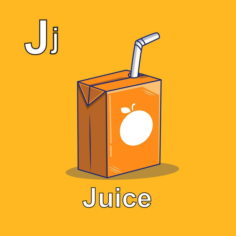 Vector Illustration of juice flashcard    alphabet for children teaching