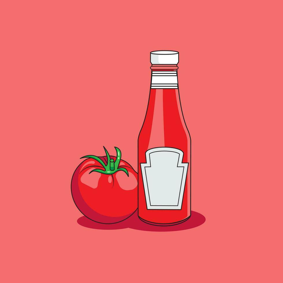 Vector illustration of tomato ketchup cartoon