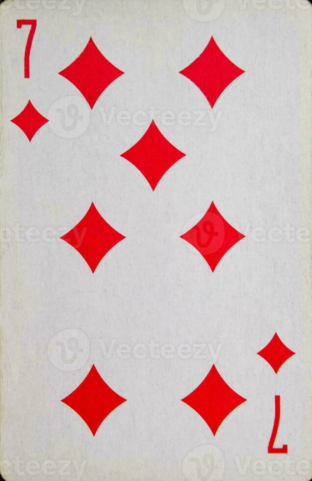 Card seven of diamonds, suit of diamonds photo