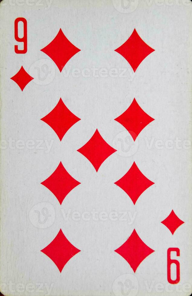 Card playing nine diamonds, suit bubi. photo