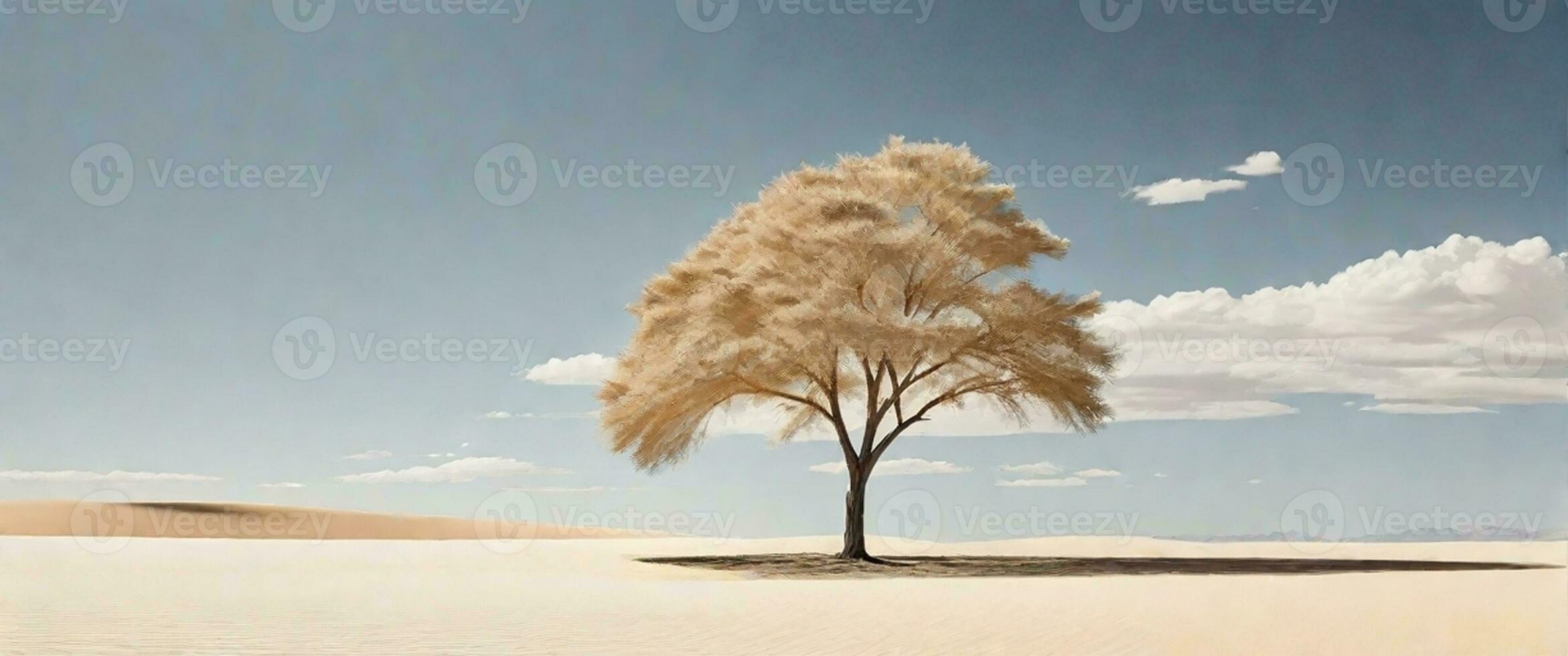 AI generated Long Exposure of a Lonely Tree in a Vast Field photo