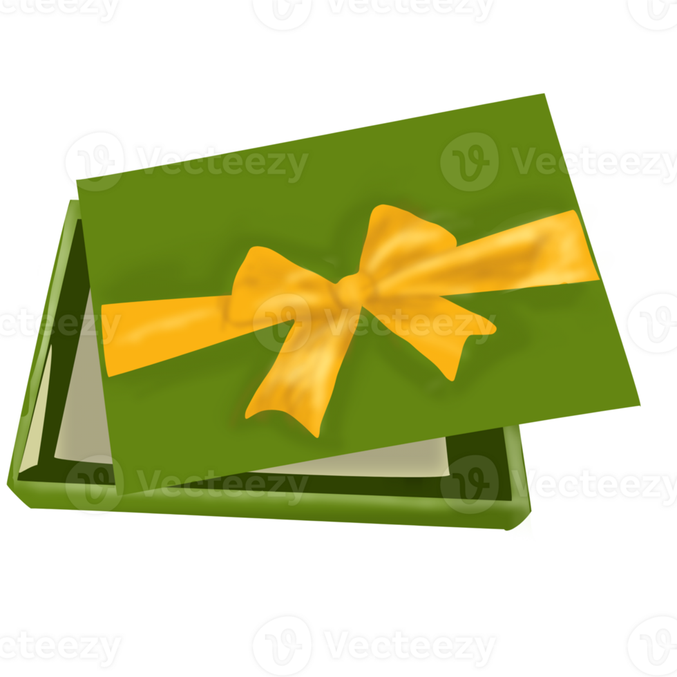 green gift box with yellow ribbon png