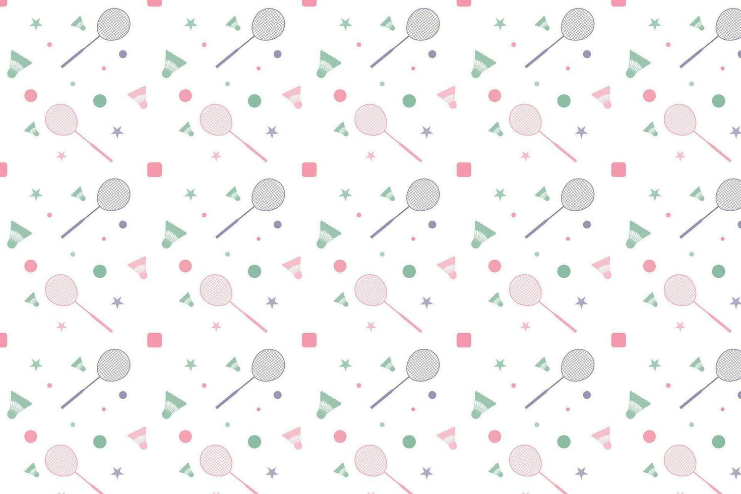 Badminton rackets and feather seamless pattern. Vector illustration