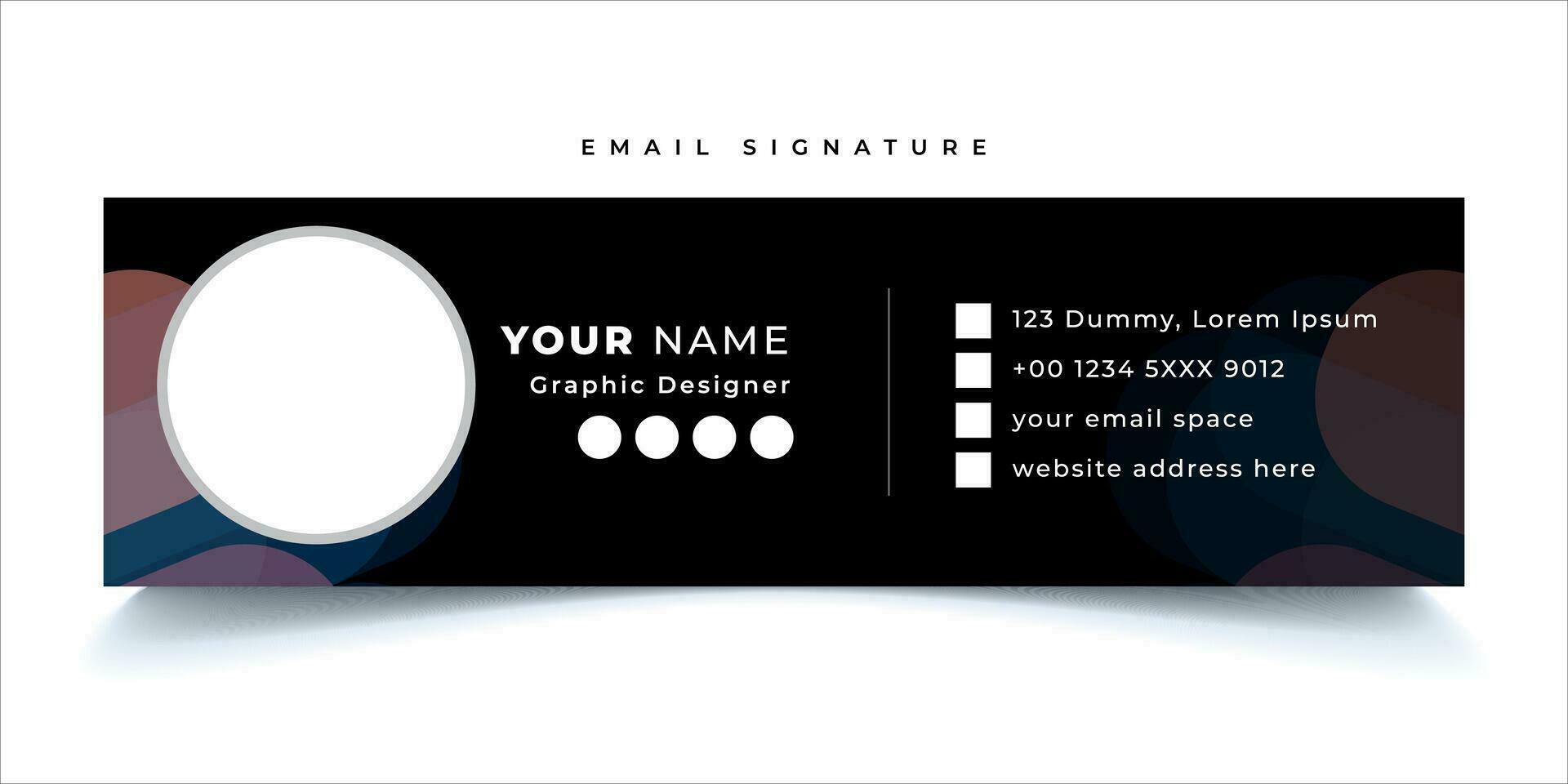 Colorful Email Signatures Template with an author place Vector Design. Professional Email Signature Template Modern and Minimal Layout