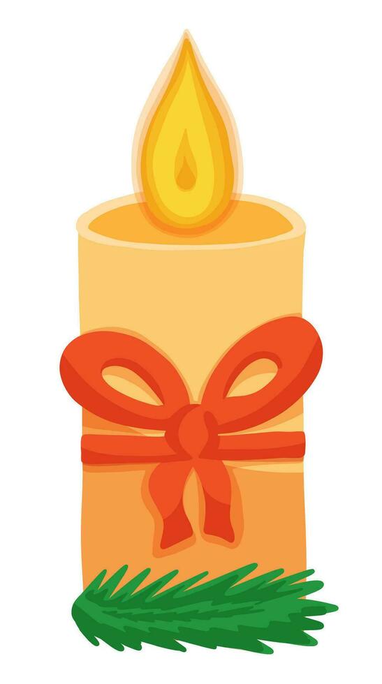 Christmas candle with red bow vector