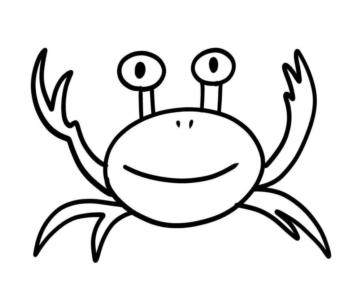 Cute crab in doodle style vector