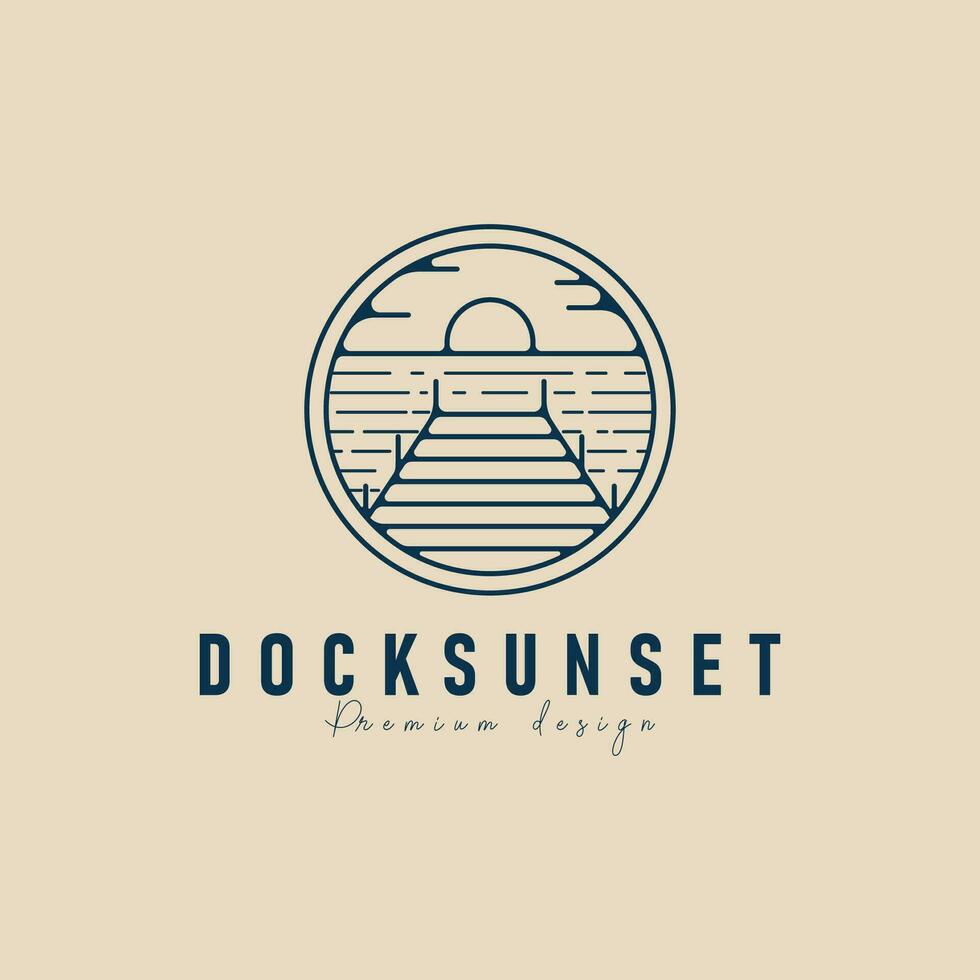 docks sunset logo line art design template vector illustration design