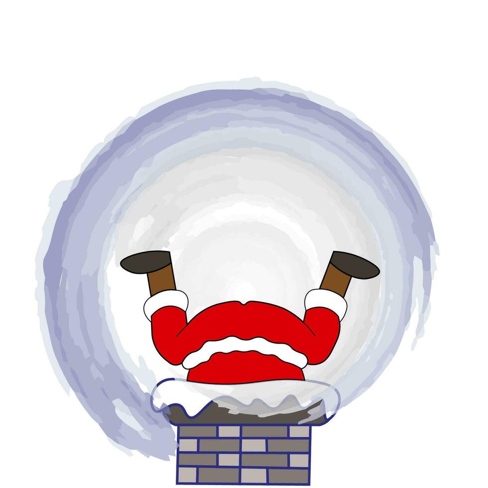 illustration of Santa slipping through a chimney upside down vector