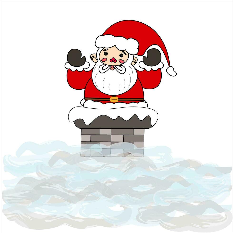 illustration of santa sneaking through a chimney vector