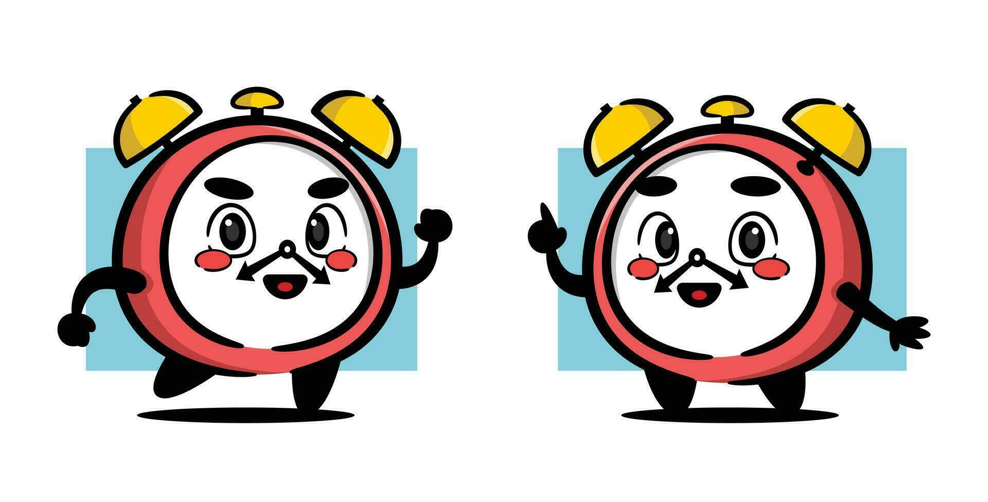 happy cute clock mascot. cute vector cartoon mascot.