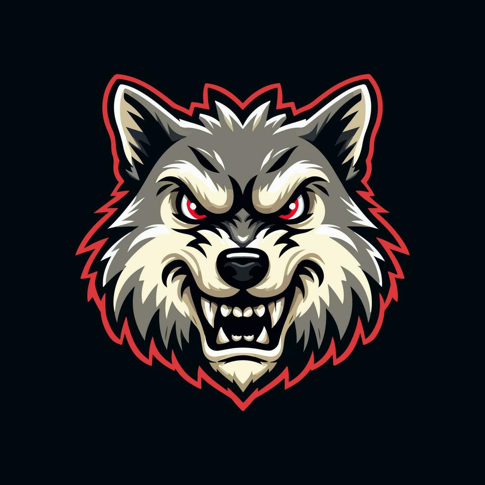 wolf head mascot logo template vector