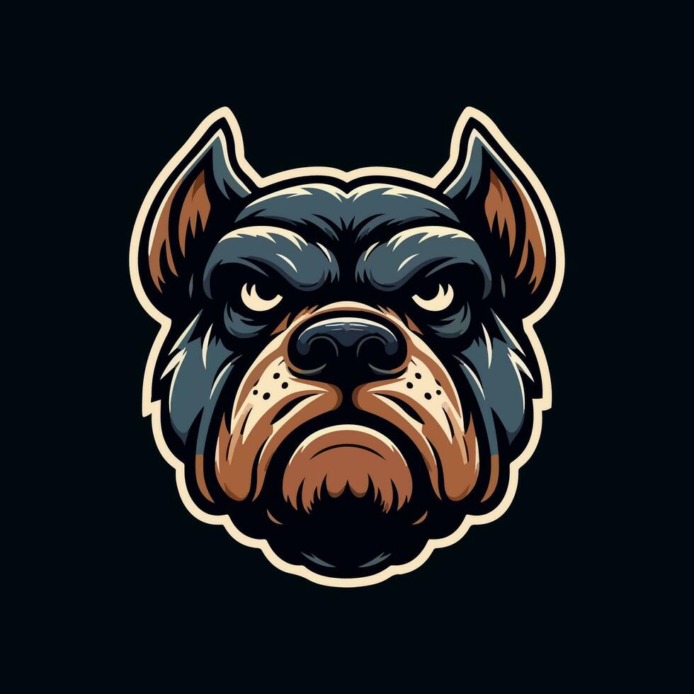 buldog cabeza mascota logo modelo vector