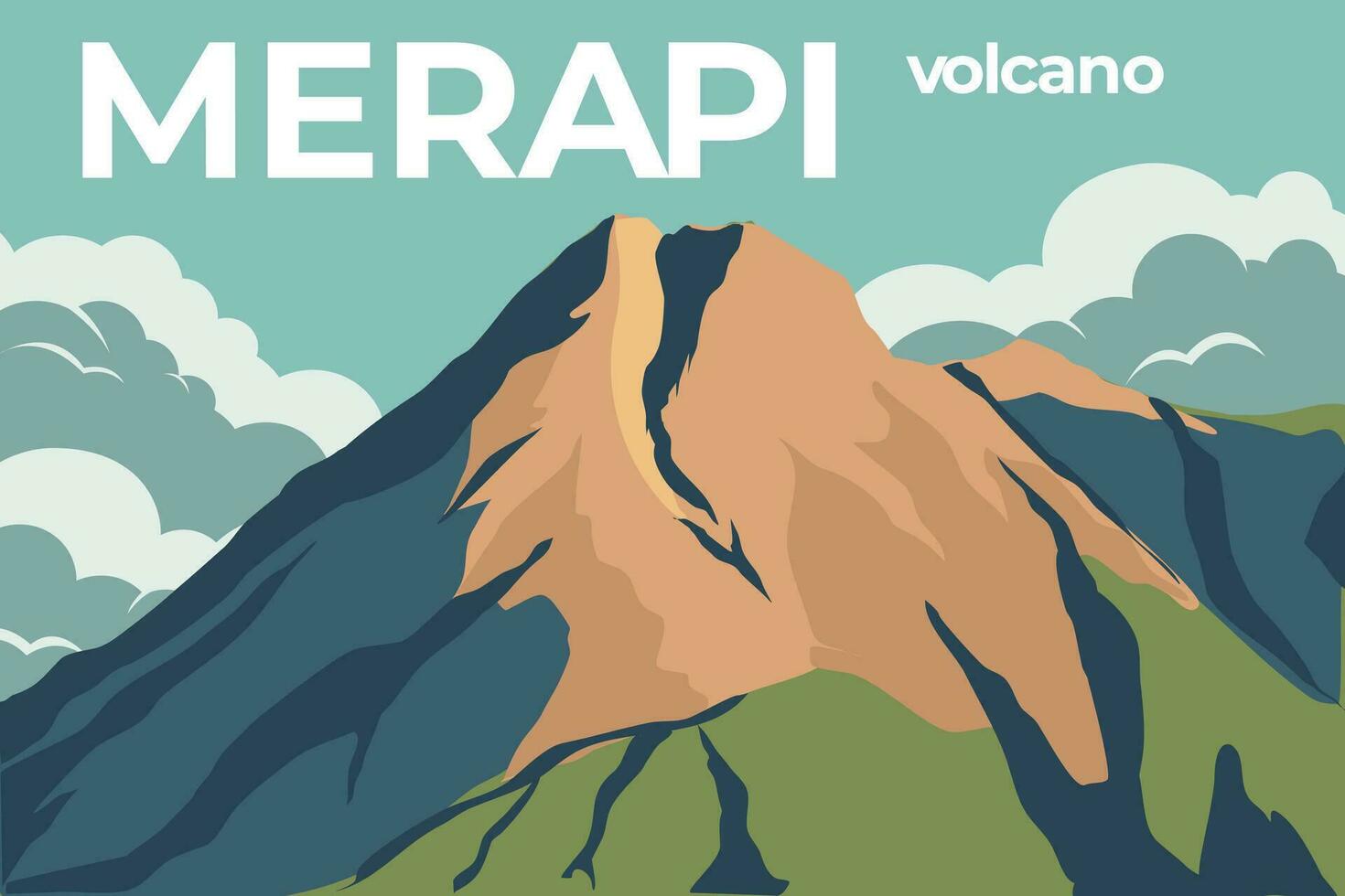 Merapi volcano landscape vector
