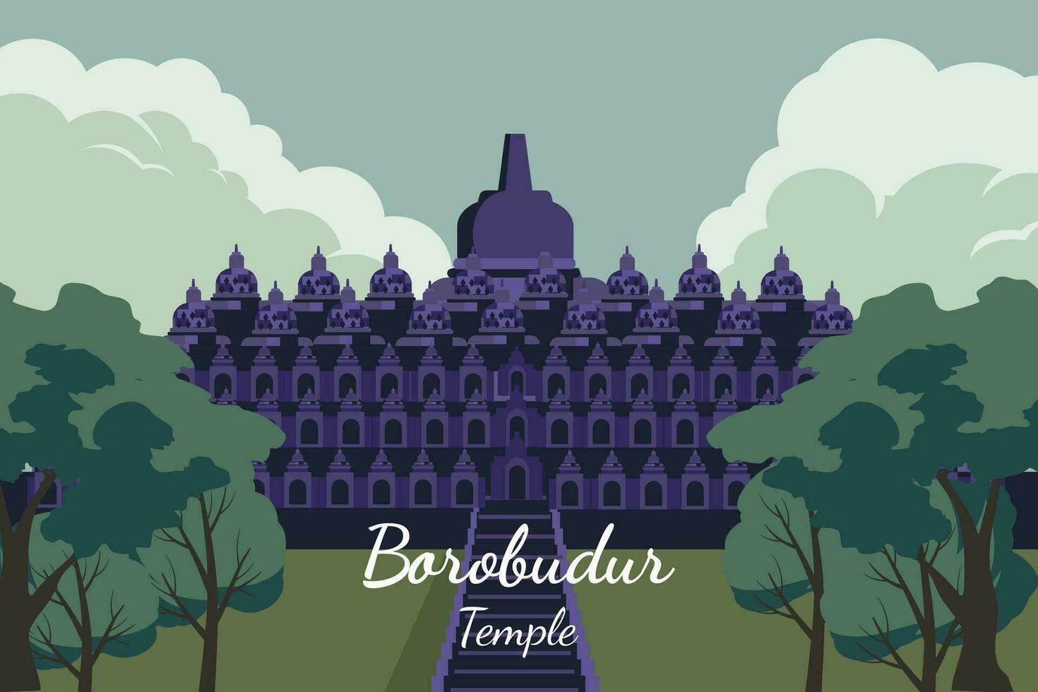 Borobudur temple background vector