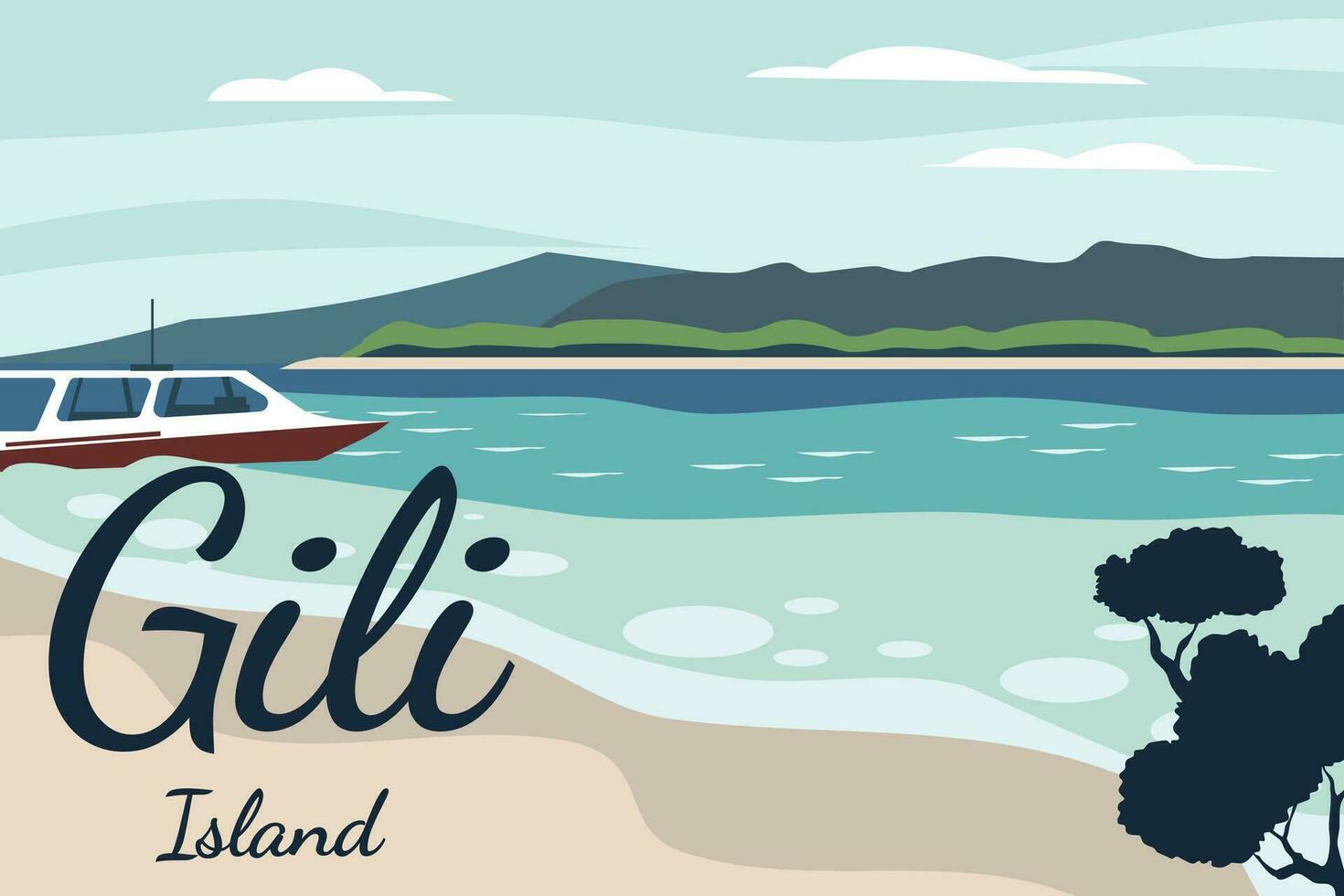 Gili island landscape vector
