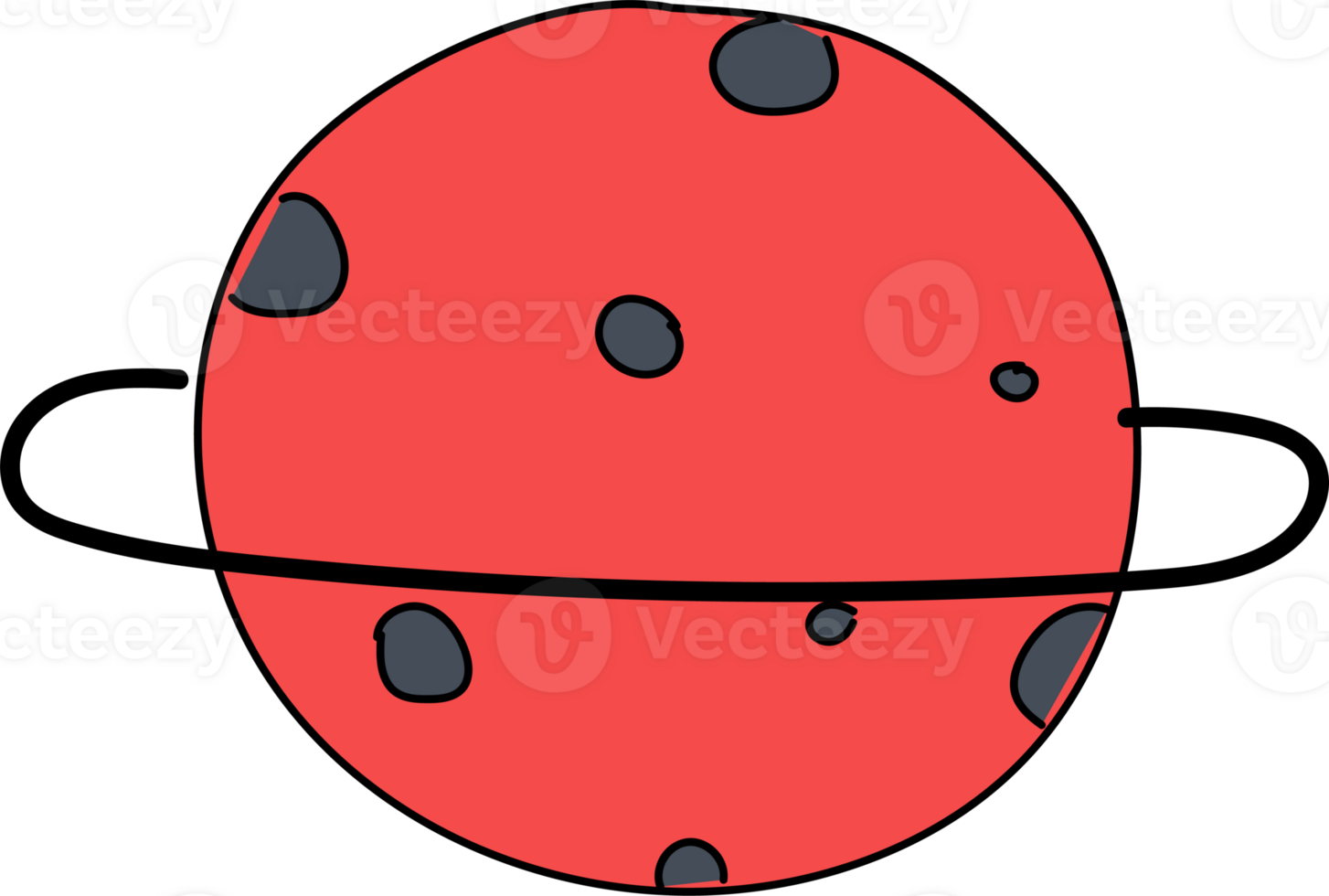 Hand drawn saturn illustration on transparent background. png