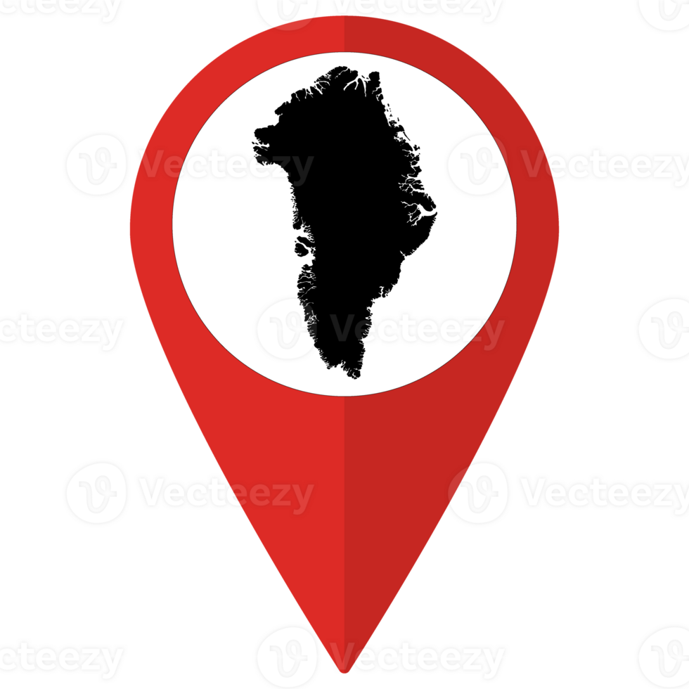 Red Pointer or pin location with Greenland map inside. Map of Greenland png